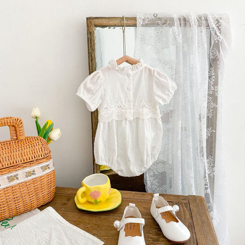 Lace cotton short sleeve ha jumpsuit triangle climbing suit