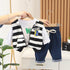Spring and autumn boys casual hooded waistcoat long sleeve three-piece set