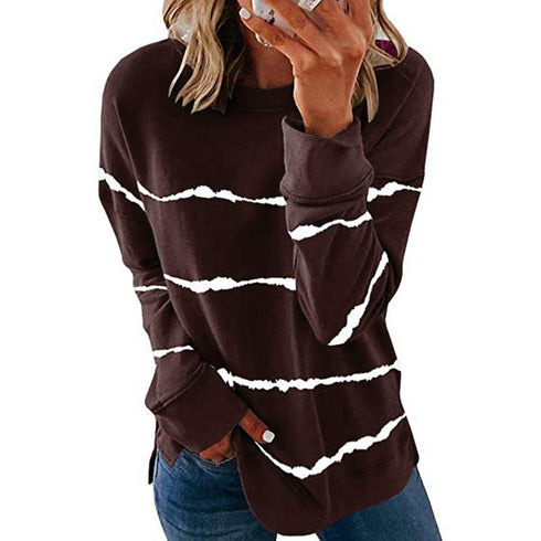 Loose Joker Striped Long Sleeve Sweatshirt
