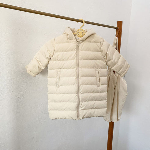 Winter children's light long hooded 90 white duck down warm down jacket