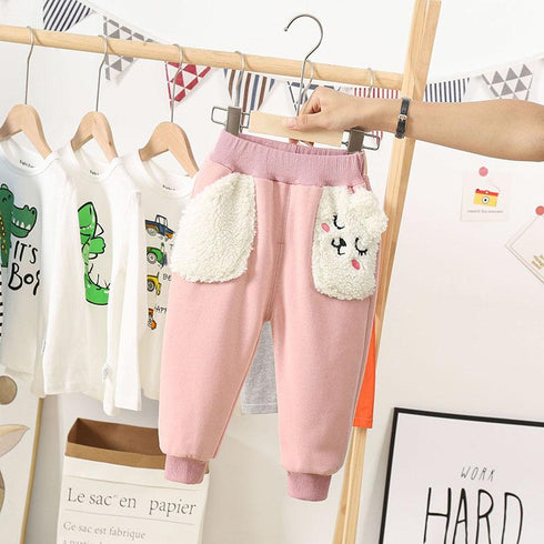 Autumn and winter girls plus velvet cartoon pants