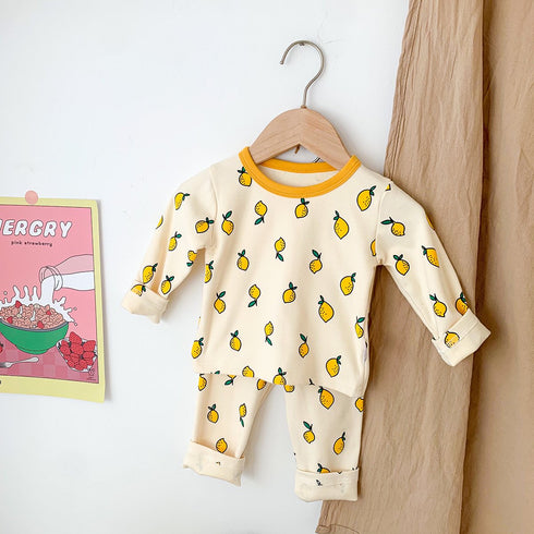 Printed Crewneck Home Wear Suit Cotton Underwear Two-Piece Set