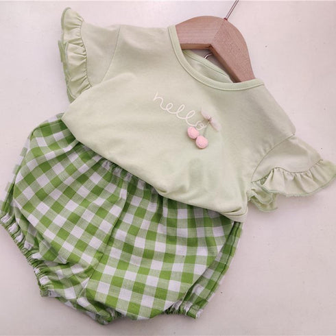 Small Fresh Mint Green Tee Pants Two-Piece Set