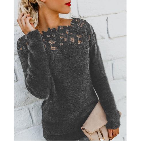 Mosaic Lace Long Sleeve Sweater