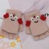 Little Crab Children's Half Finger Flip Writing Plush Knitted Gloves