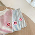 Striped Smiling Face Short Sleeved Shorts Set