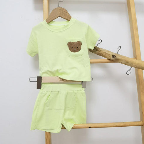 Summer Style Pit Strip Short Sleeved Clothes And Shorts Two-piece Baby Suit
