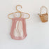 Rabbit ear color matching knitted wool jumpsuit with fart climbing suit