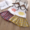 Girls Summer Letter Vest Plaid Skirt Set