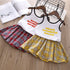 Girls Summer Letter Vest Plaid Skirt Set