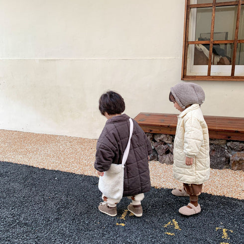 Children's long plus velvet padded winter cotton-padded jacket