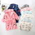 Fall/winter flannel bathrobe padded boys and girls nightgown pajamas