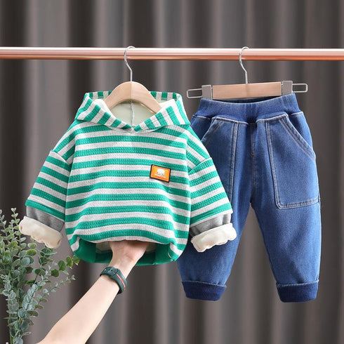 Winter children's velvet sweater suit