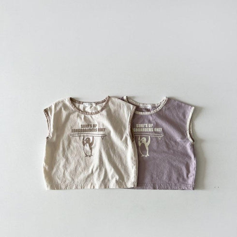 Thin Little Penguin Vest Sleeveless T-shirt Shorts Two Piece Set