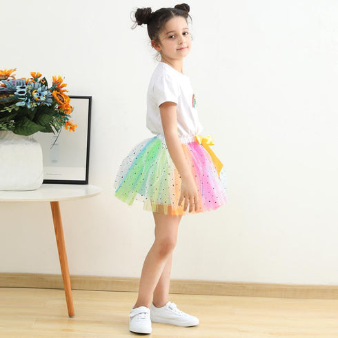 European And American New Style Girls' Skirt With Inner Lining, Bowknot, Hairpin, Mesh And Fluffy Skirt