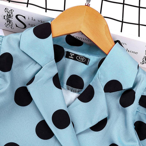 Girls' Coat Dot Long Sleeve Belt Trenchcoat