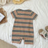 Vintage striped one-piece dress lapel Polo shirt baby handsome creeping suit