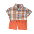 Children's Suit Plaid Shirt Short Sleeve Summer Two-Piece Set