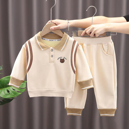 Autumn and winter children plus velvet trousers two-piece set