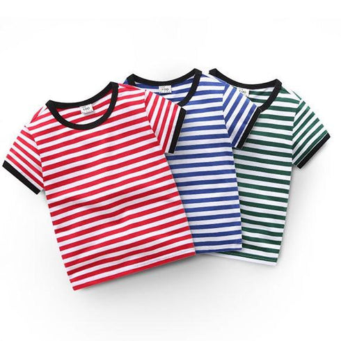 Summer Boys' And Girls' Stripe Short Sleeve T-shirt