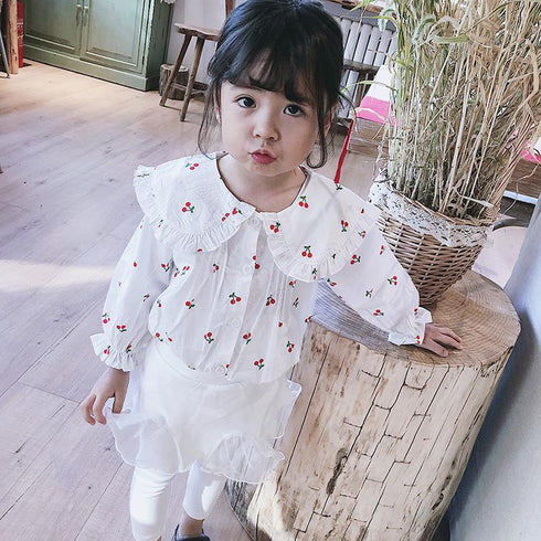Girls Long Sleeve Shirt 2022 Spring And Autumn New Foreign Style Girls Floral Shirt Sweet Doll Shirt