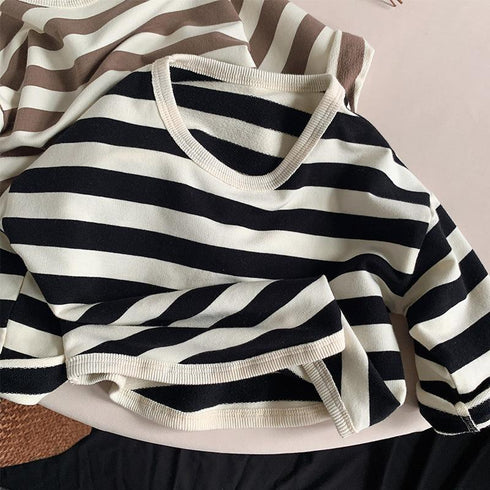 Spring and Autumn Children's Long Sleeve T-shirt Striped Casual Top