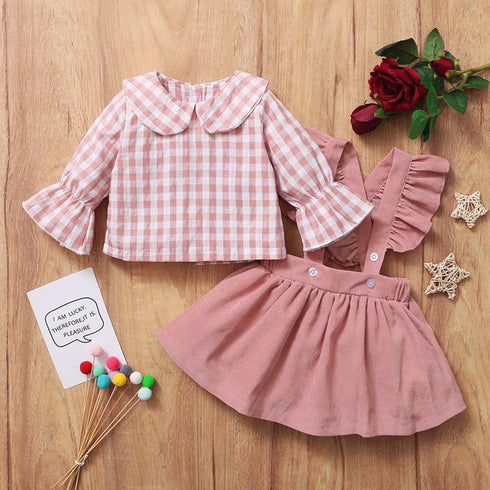 Autumn Children's Clothing Baby Girl Pink Plaid Skirt
