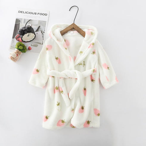 Fall/winter flannel bathrobe padded boys and girls nightgown pajamas