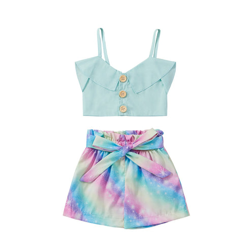 Summer children's suspender shorts two-piece set