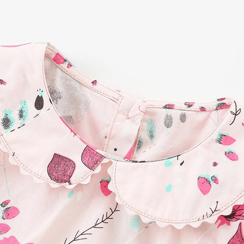 Summer European And American Girls Printed Dress Little Girl Doll Collar Princess Dress