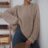 Fall Winter Loose Solid Color Crewneck Knit Pullover