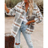 Long-Sleeve Loose Plaid Thickened Wool Jacket