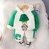 Winter cartoon children plus velvet padded hooded long sleeve pants two-piece set
