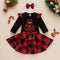 Christmas Elk Plaid Skirt Hair band Three-Piece Set