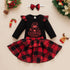 Christmas Elk Plaid Skirt Hair band Three-Piece Set