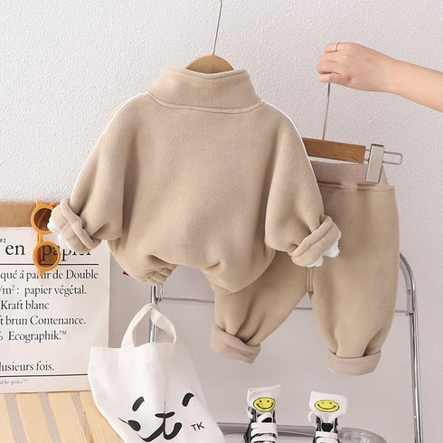 Winter children's long sleeve suit two-piece set