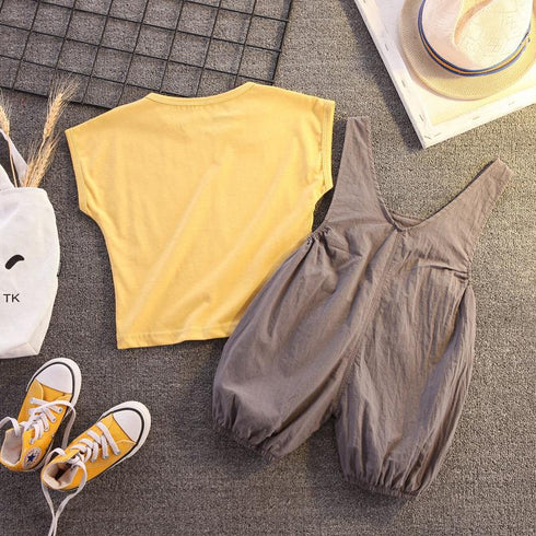Summer Kids Straps Tee Two-Piece Set