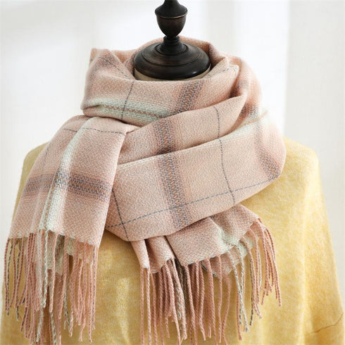 Fashion Plaid Scarf Sweet Cashmere Scarf Thickened Warm Shawl