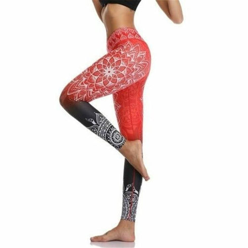 Peekabu Digital printing Sports Tights Stretch Fitness Pants High Waist Running Yoga Pants/Leggings