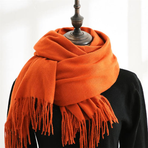 Solid color cashmere scarf fashion tassel scarf