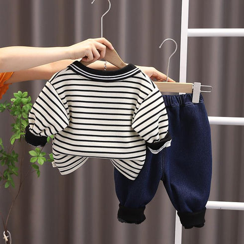 Children's winter warm plus velvet leisure two-piece set