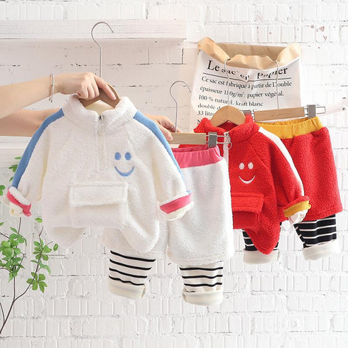 Girls plus velvet suit winter warm two-piece set