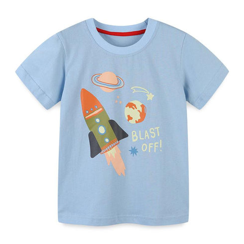 Summer Boys Rocket Print Short Sleeve