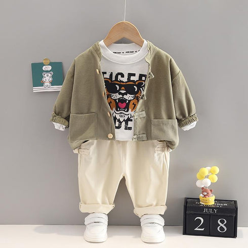 Boys spring and autumn casual cardigan set of three