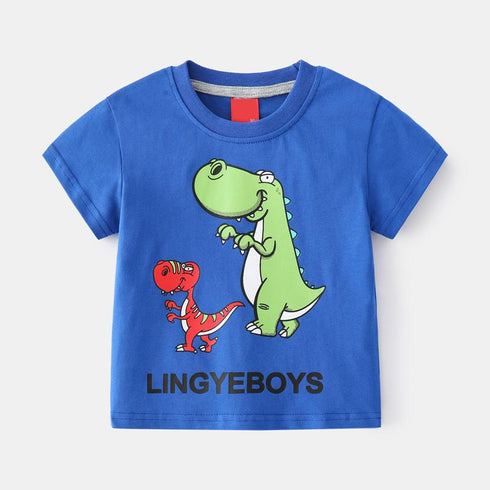 Summer boy double dinosaur short sleeve
