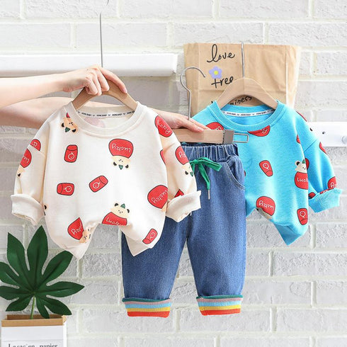 Children's Spring and Autumn Wei Yi Long Sleeve T-shirt Set