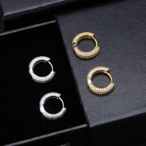 Ring earrings full of zircon hip-hop earrings for men and women