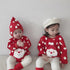 Baby climbing clothes baby cute Spring Festival Christmas plus velvet jumpsuit New Year snowman love climbing clothes send hat