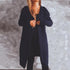 Autumn and winter solid color long sleeve hooded knitted cardigan