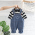 Spring and Autumn Boys Denim Straps Two-Piece Set